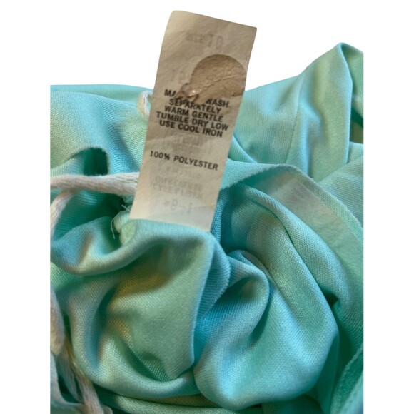 Vintage‎ 70s Dress Evening Gown Mint Green Long Maxi V Neck Empire Waist Flowy S - Picture 6 of 16